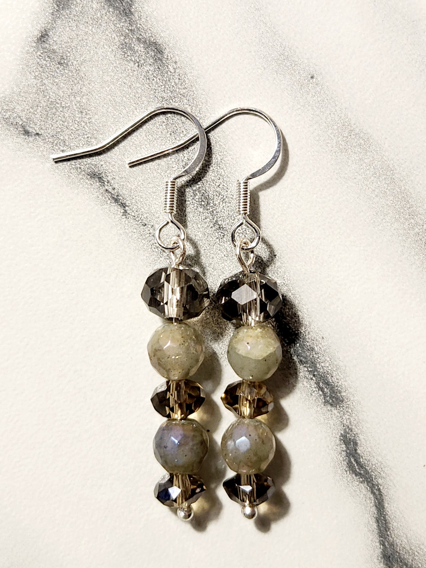 Soft mixed gray glass earrings