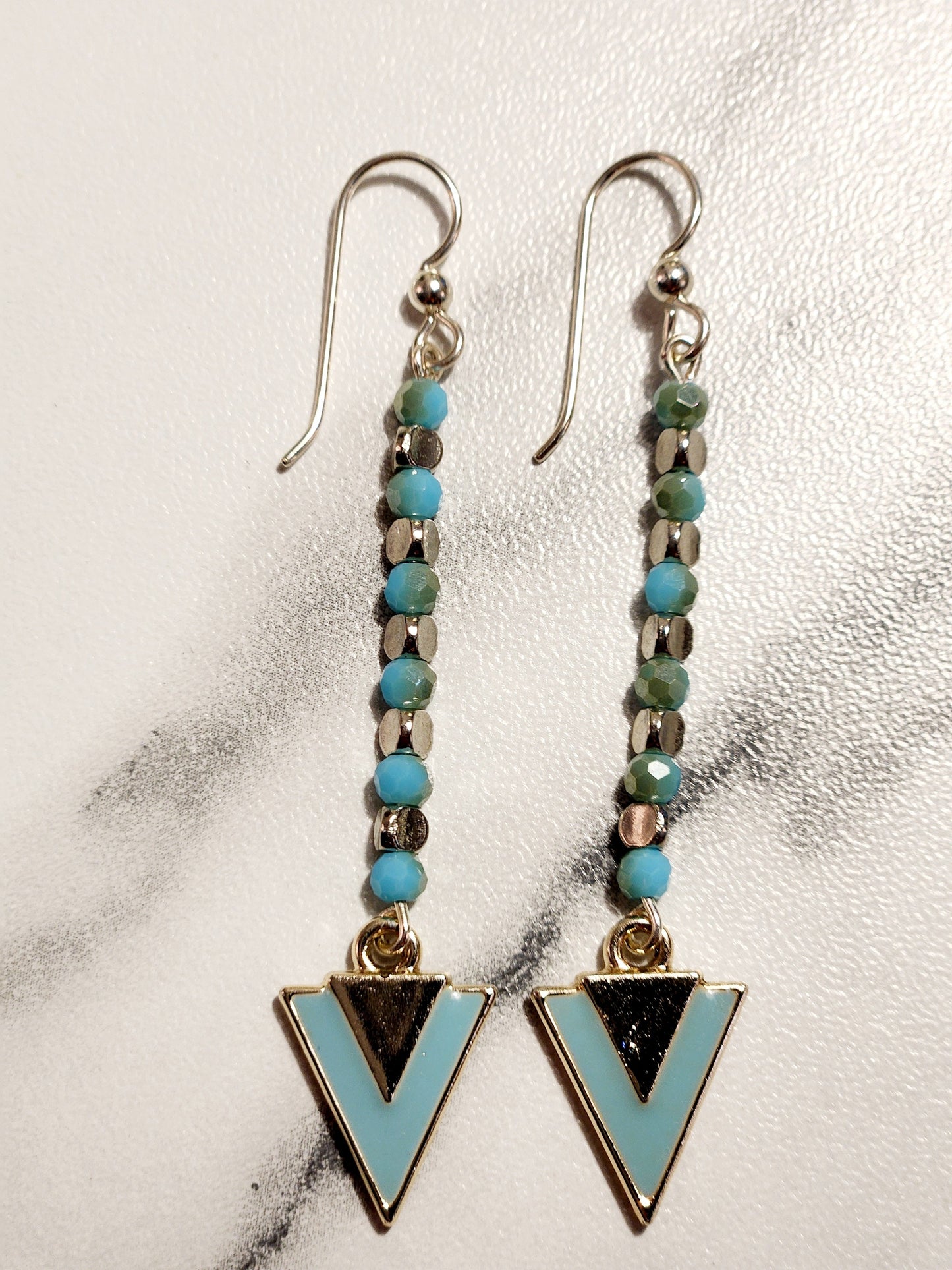 Blue Triangle charm earrings