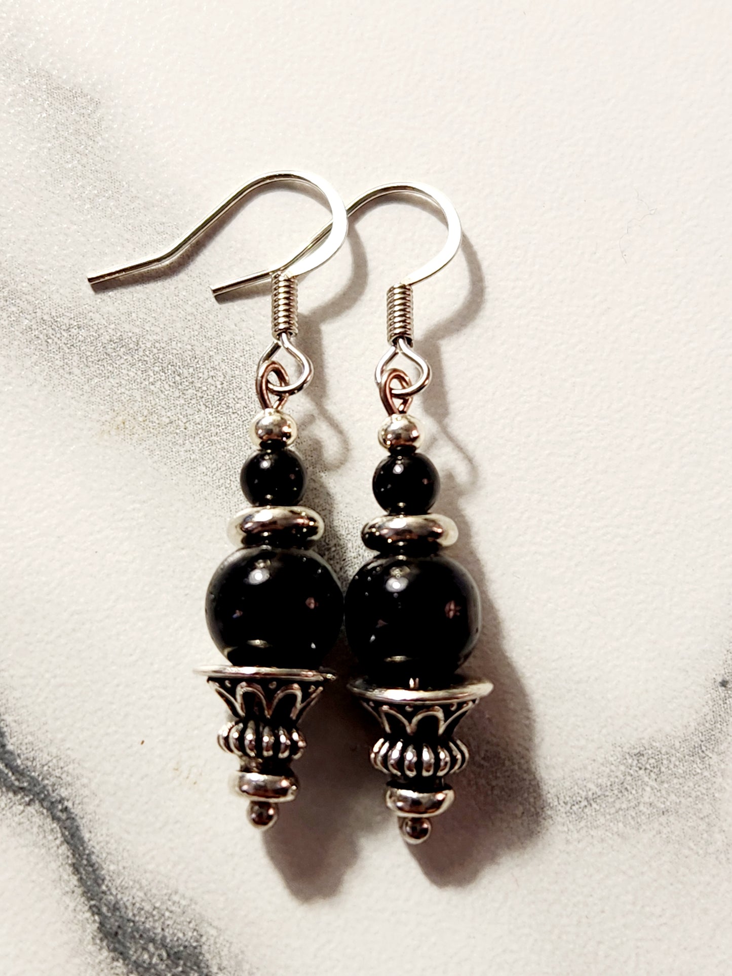 Black glass antique earrings