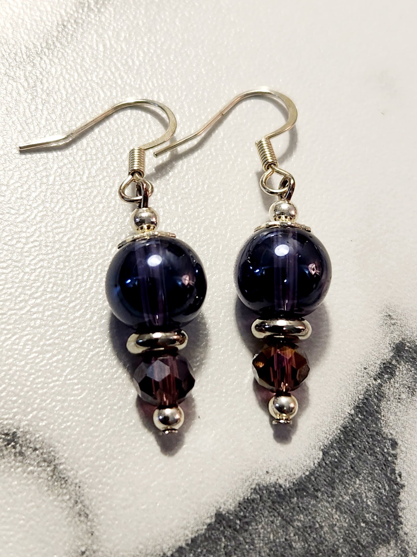 Purple glass earrings