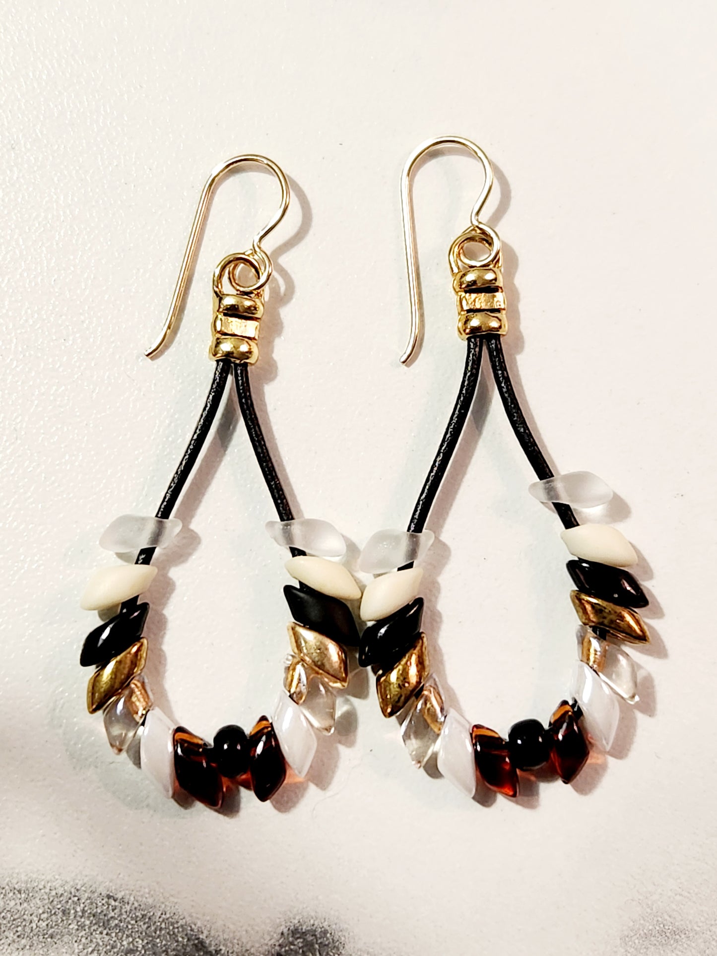 Mixed earth Phoenix feather earrings