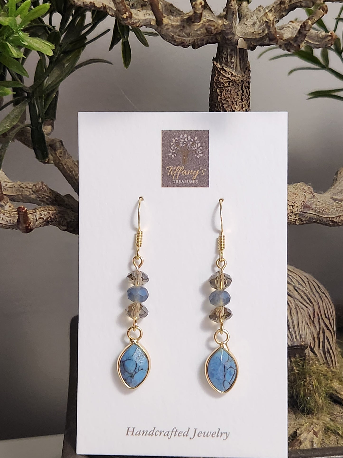 Blue earth elegant earrings