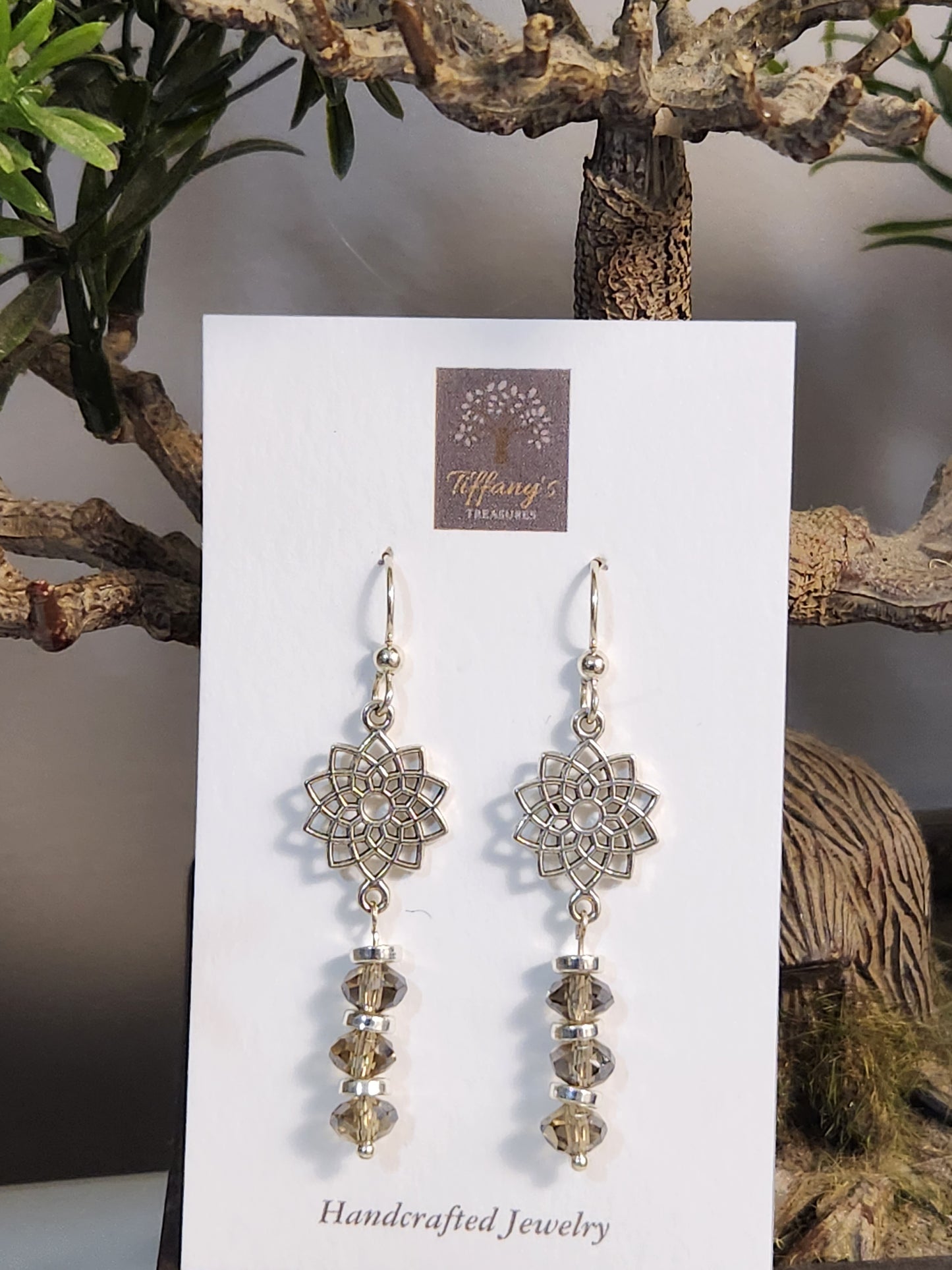 Silver and Gray Glass earrings