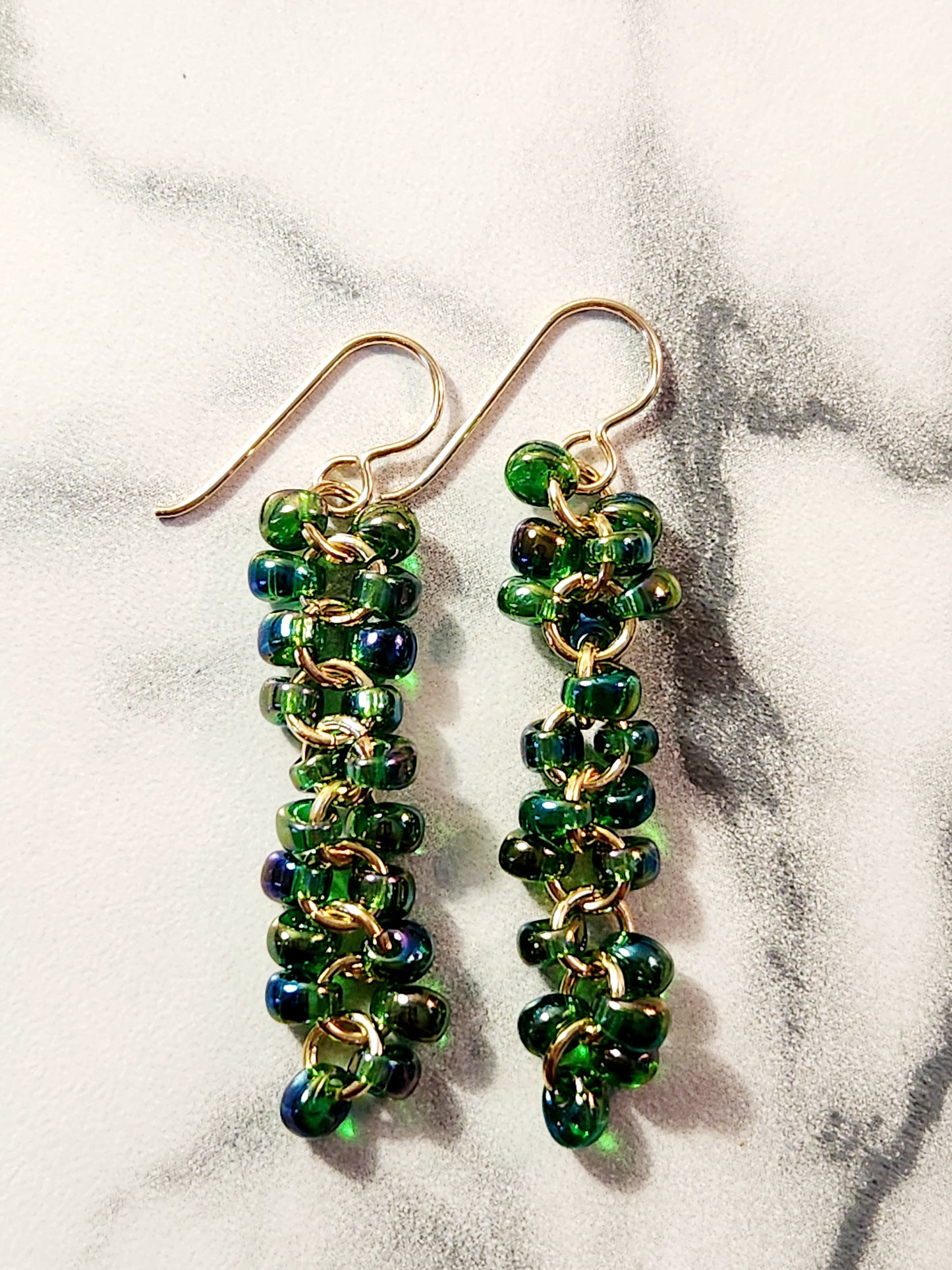 Green dewdrop earrings