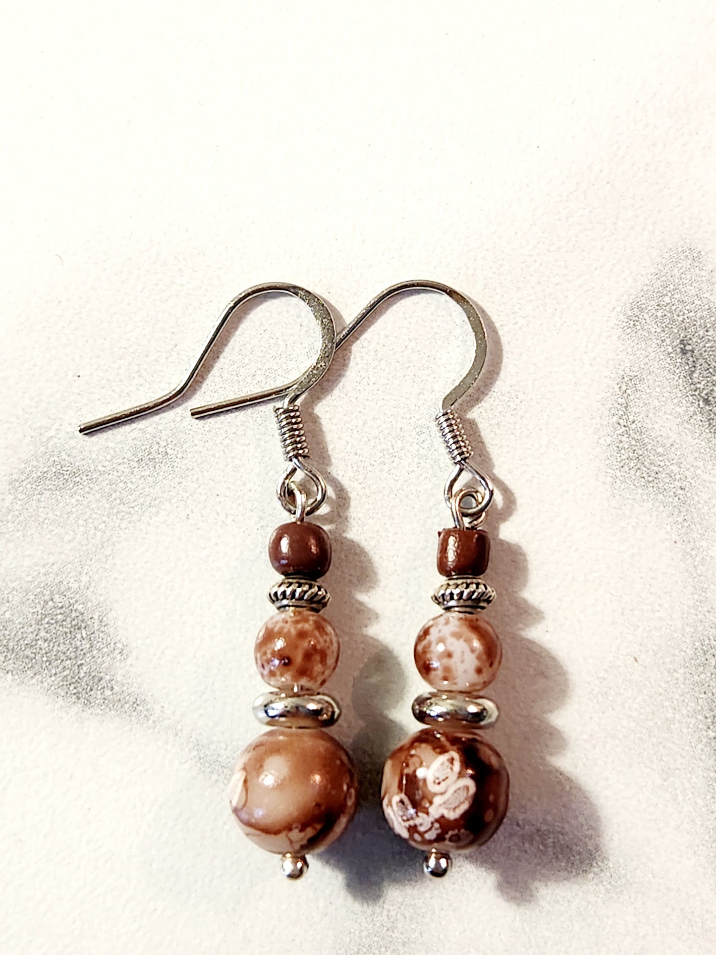 Brick red & silver earrings