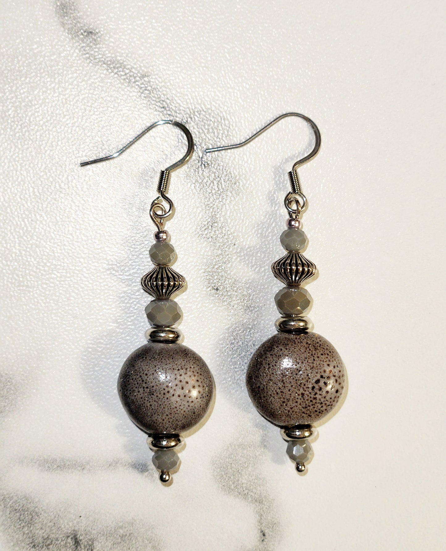 Gray stone earrings