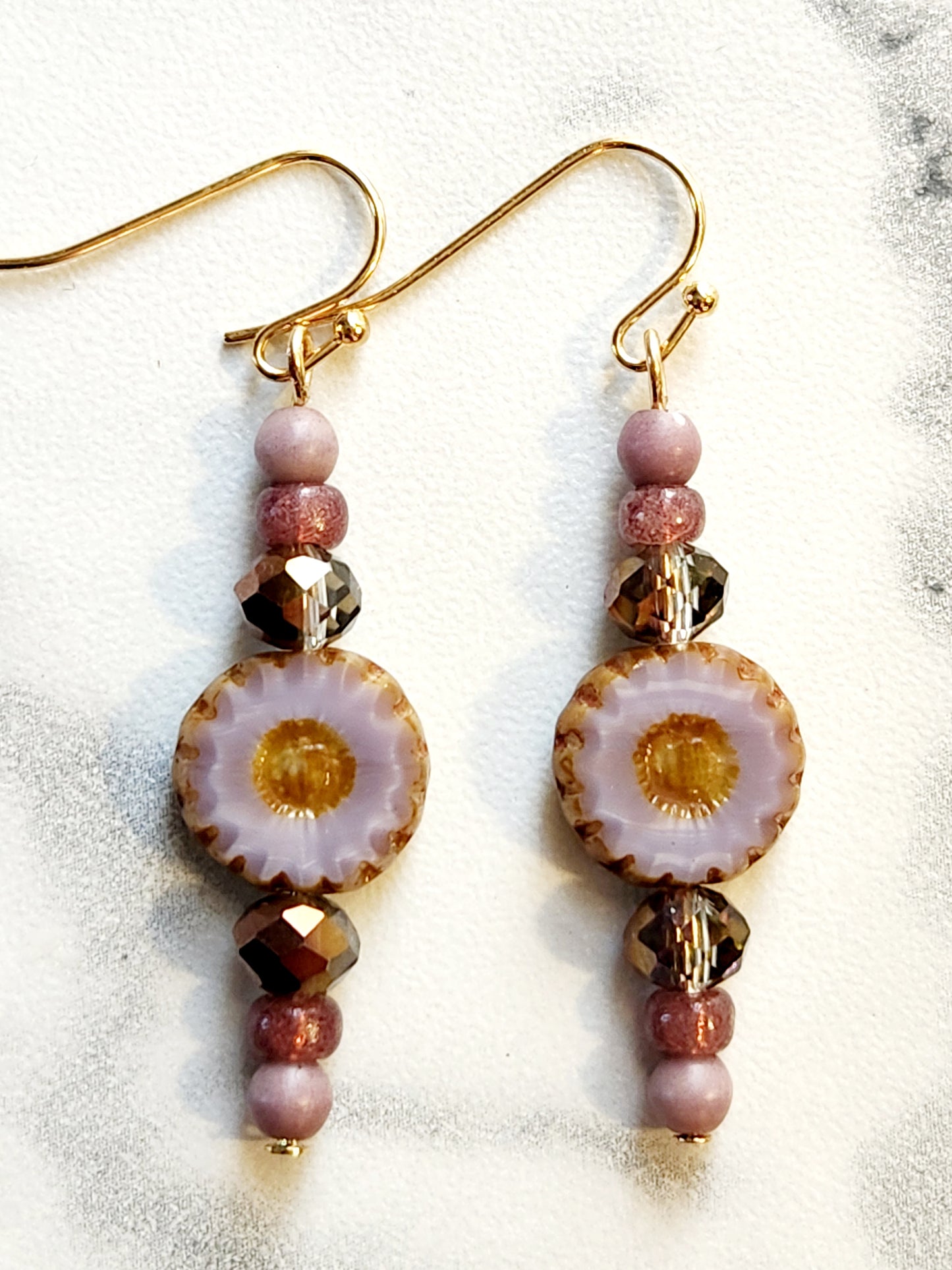 Mixed purple flower earrings