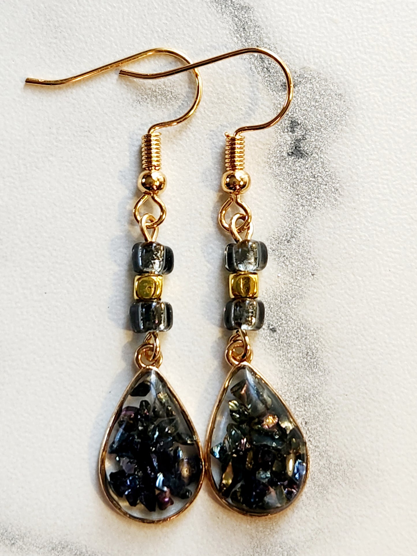 Crushed glass & Gold earrings