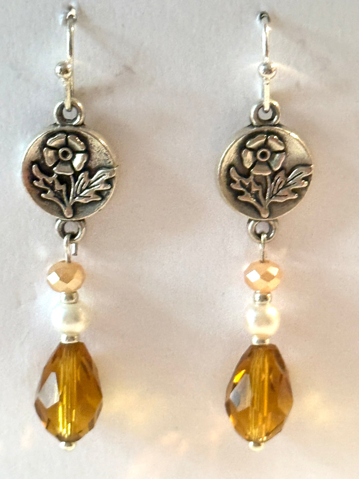 Amber flower earrings