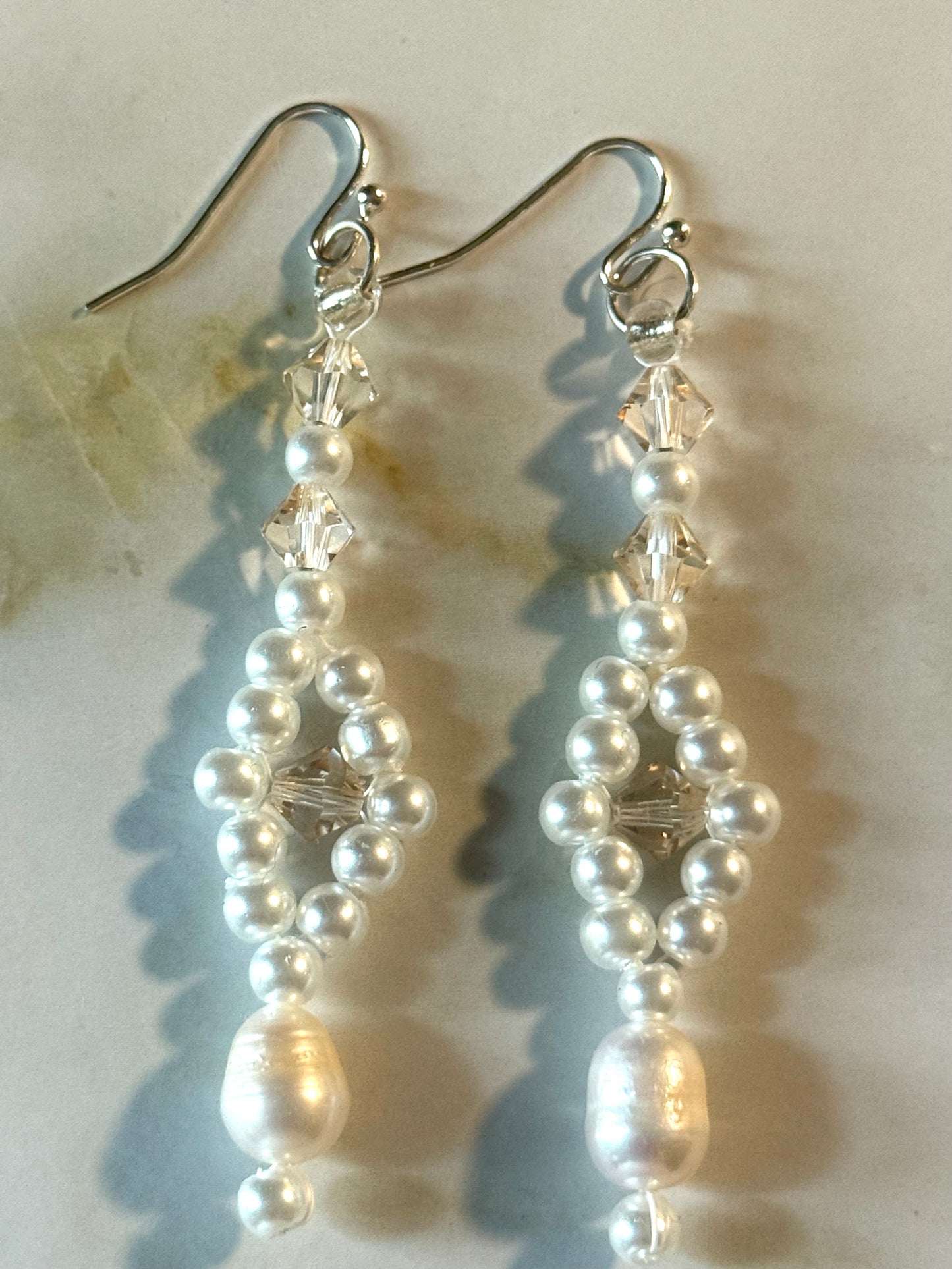 Long beaded pearl earrings