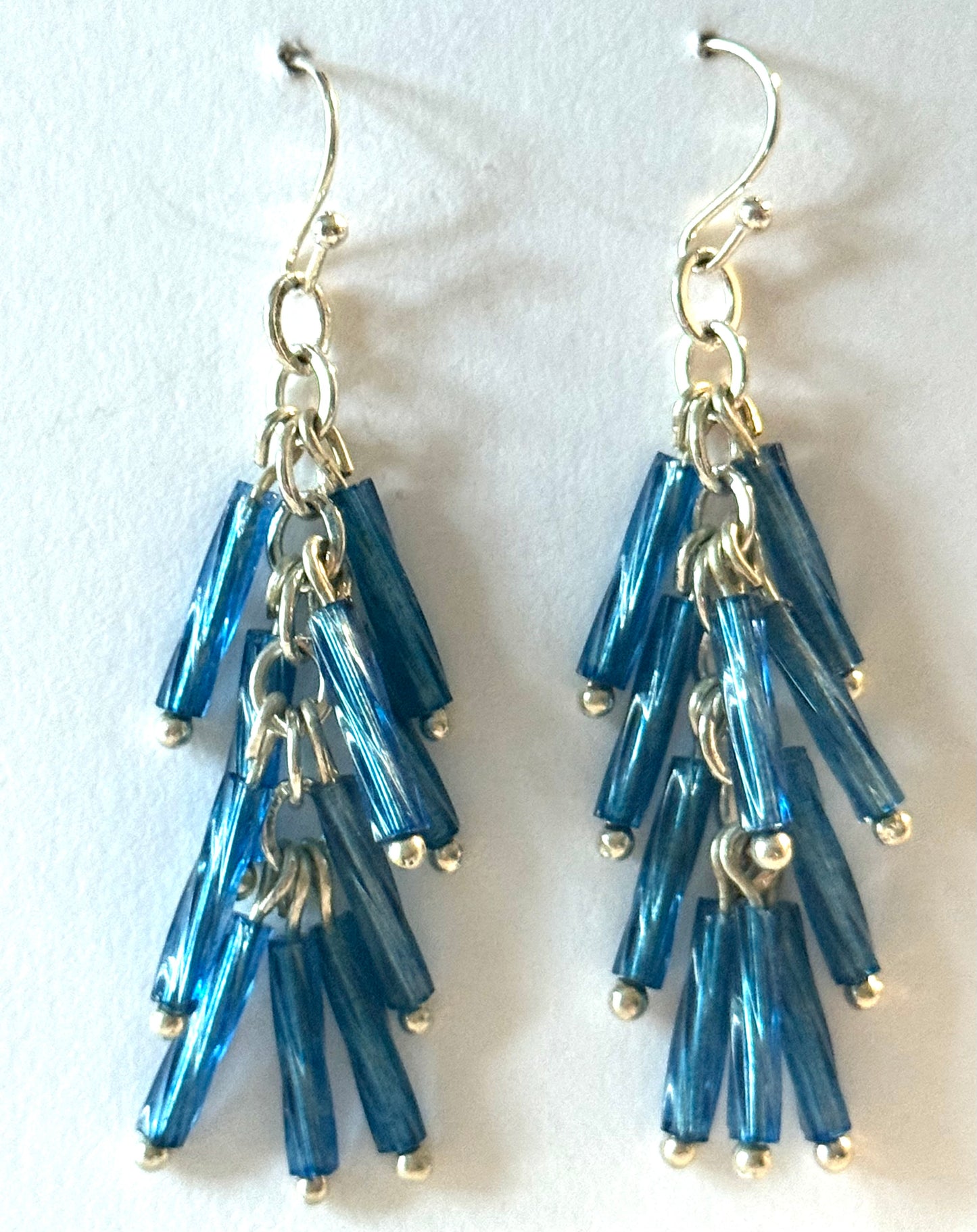 Blue fringe earrings