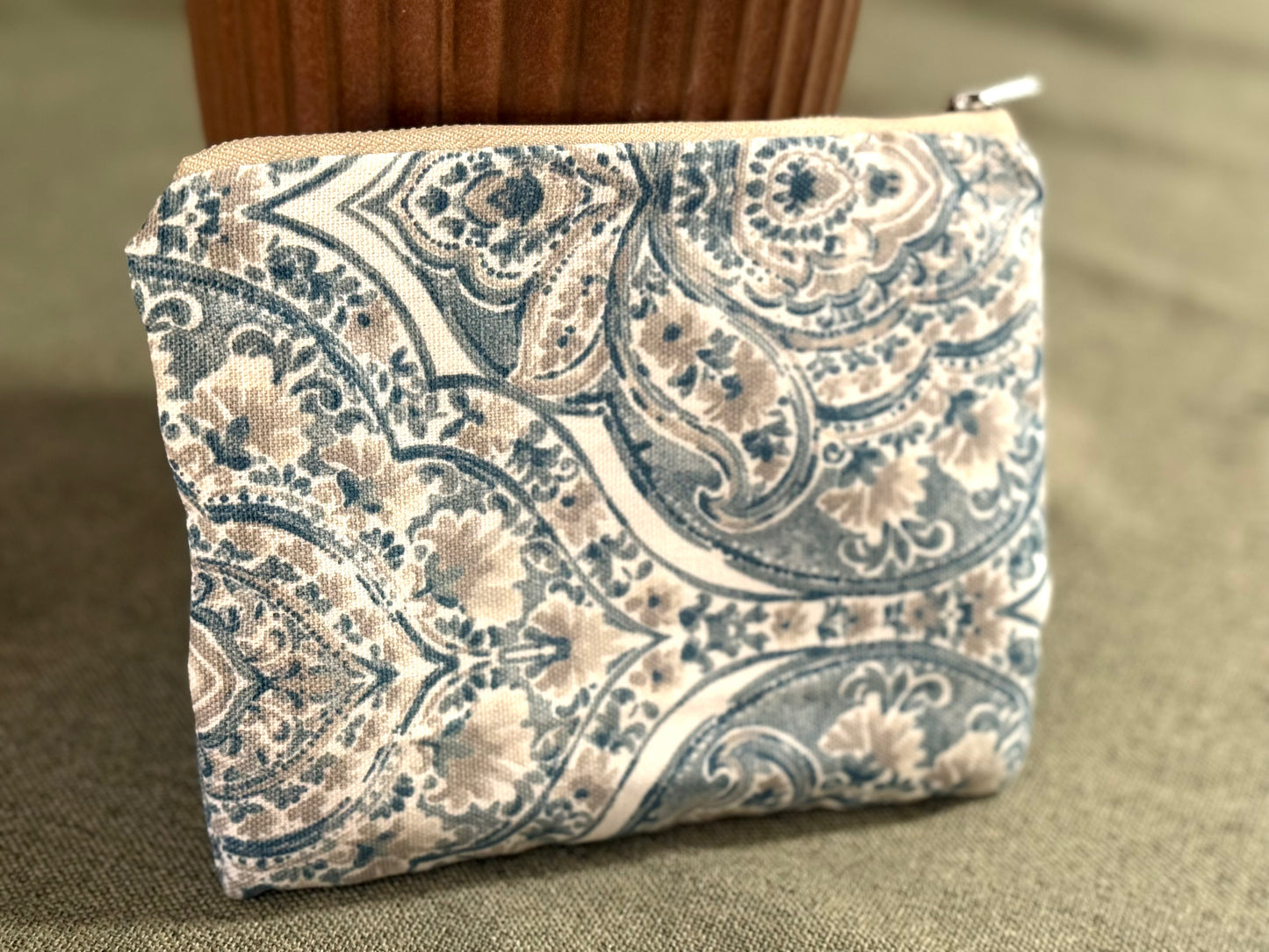 Green paisley zipper pouch