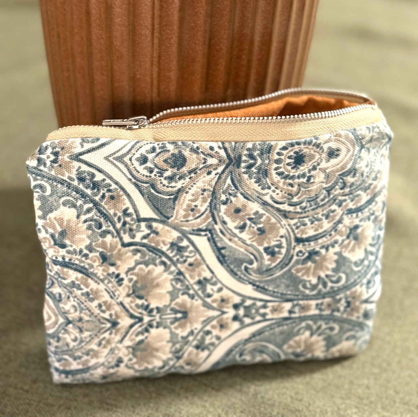 Green paisley zipper pouch