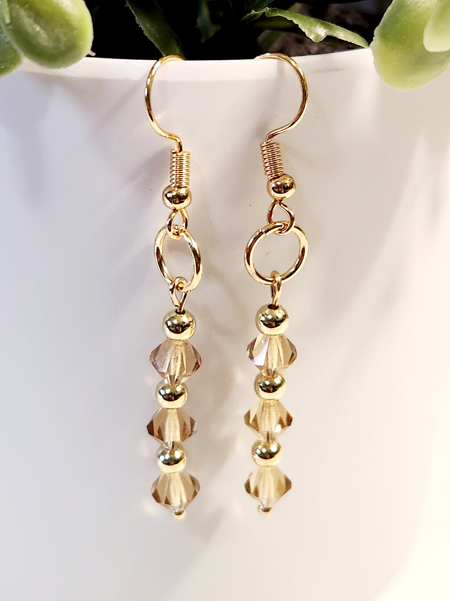 Golden glass earrings