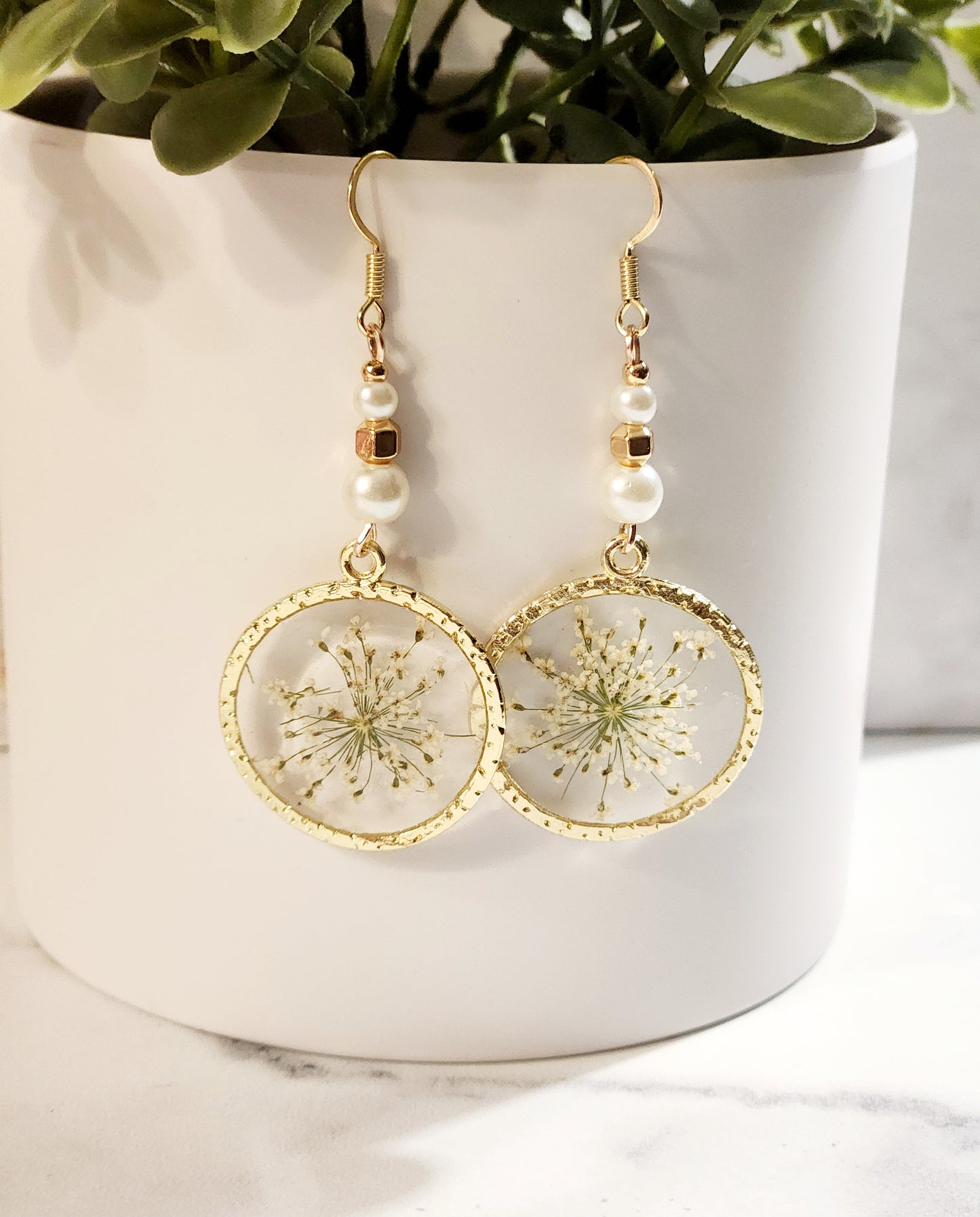 Pearl & Gold flower earrings