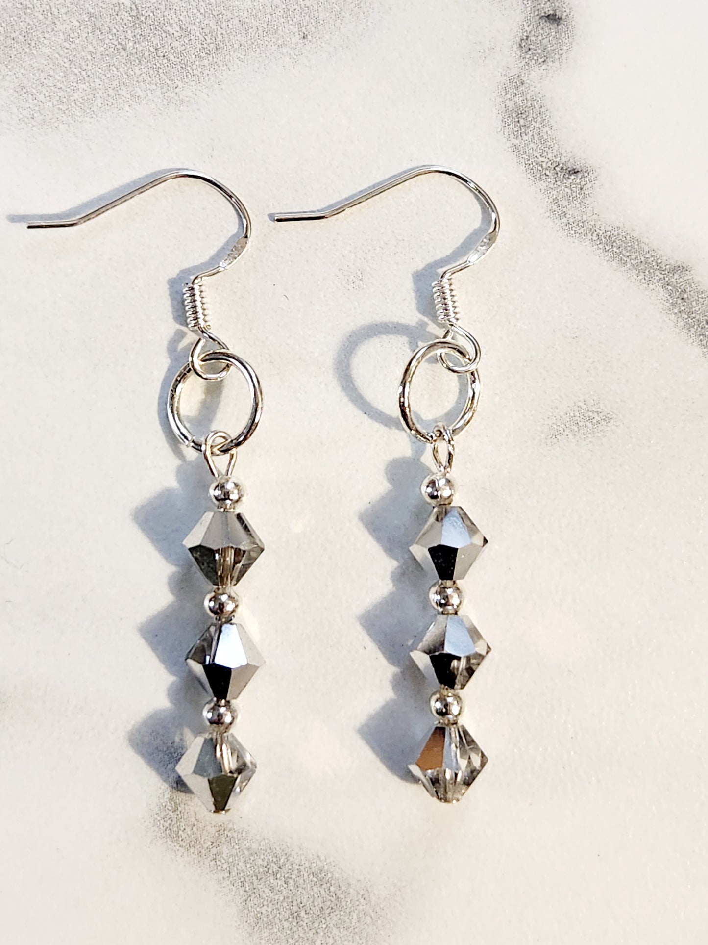 Silver glass earrings