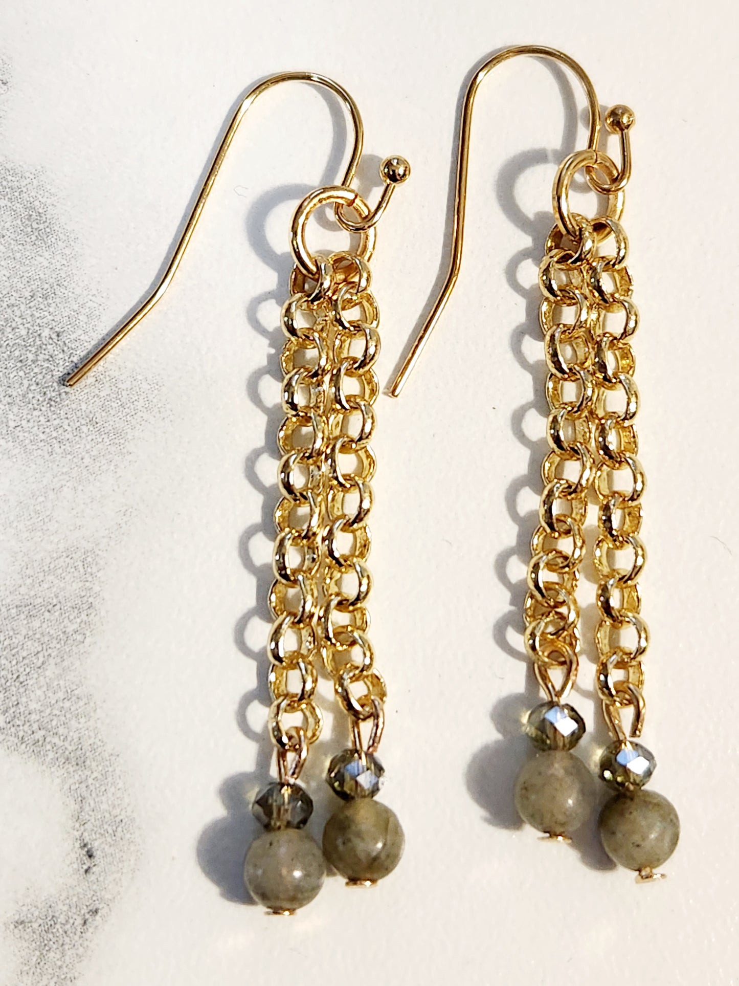 Olive green chain earrings