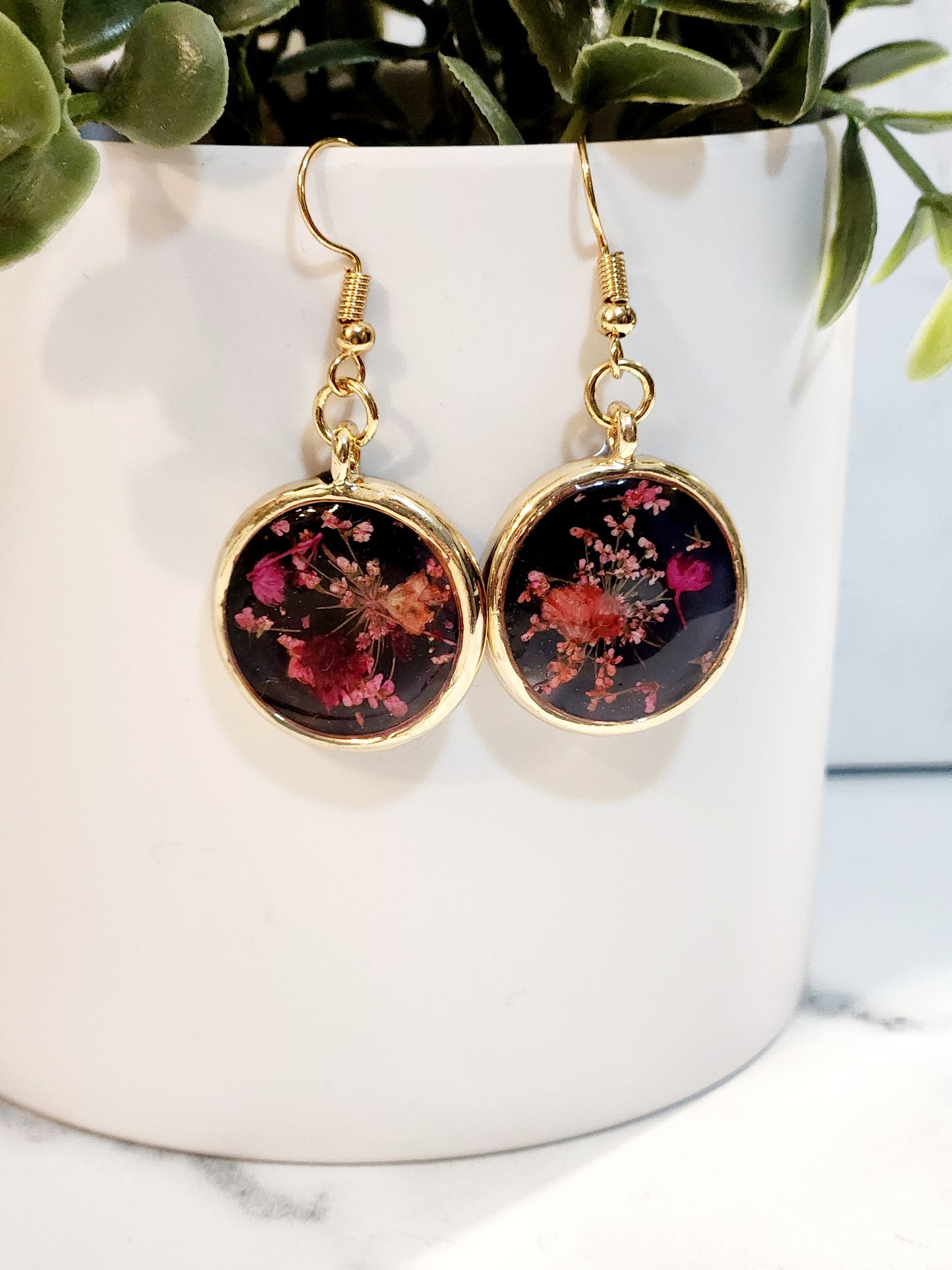 Fuchsia and black earrings