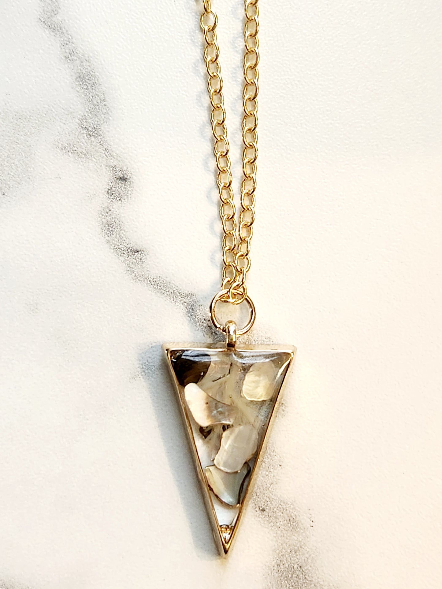 Gold crushed shell pendant
