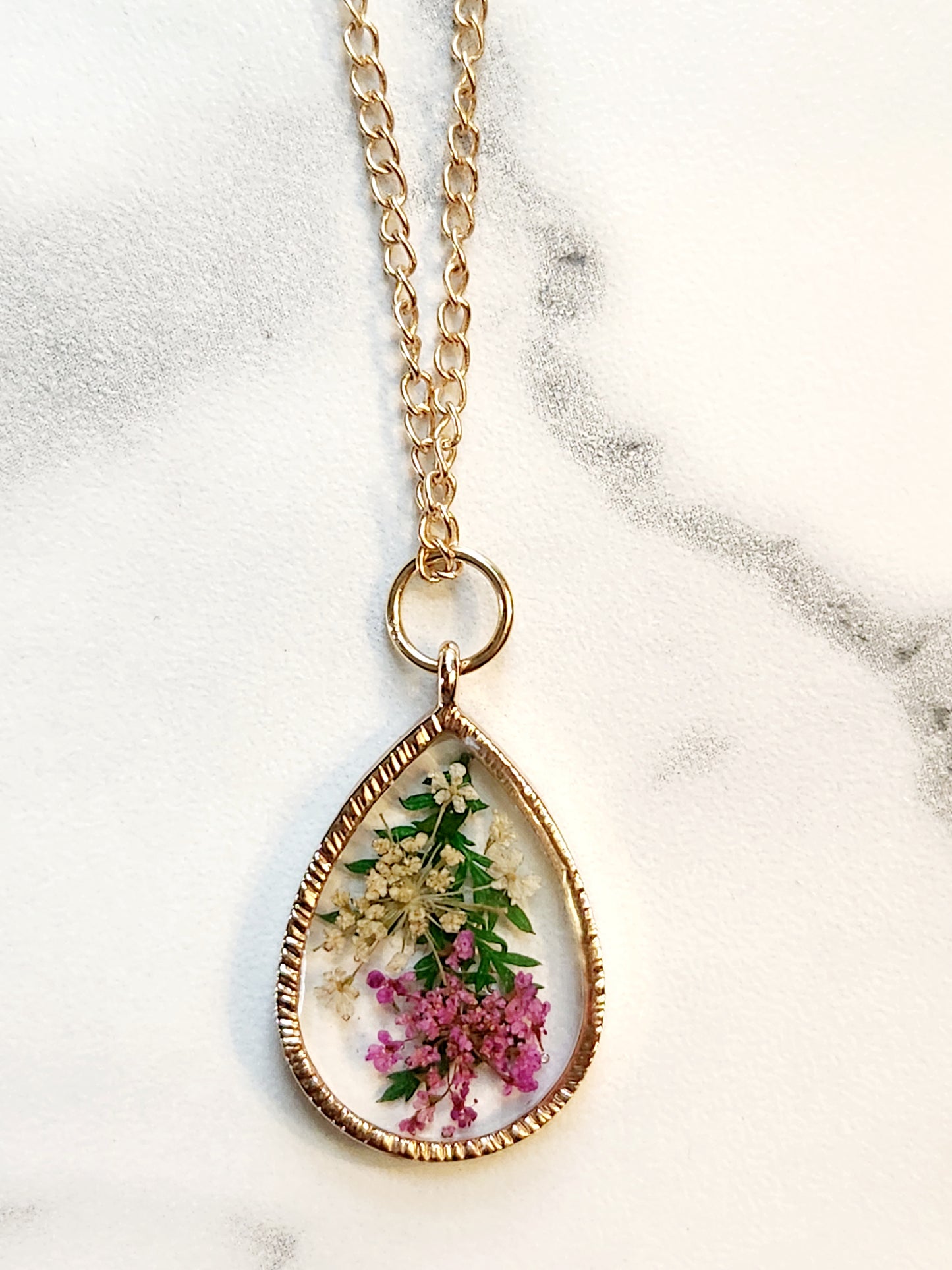 Teardrop flower pendant