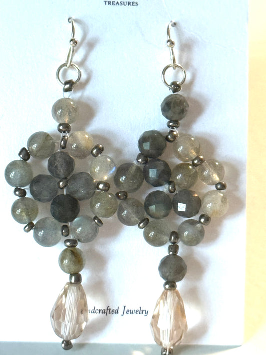 Olive and amber earrings