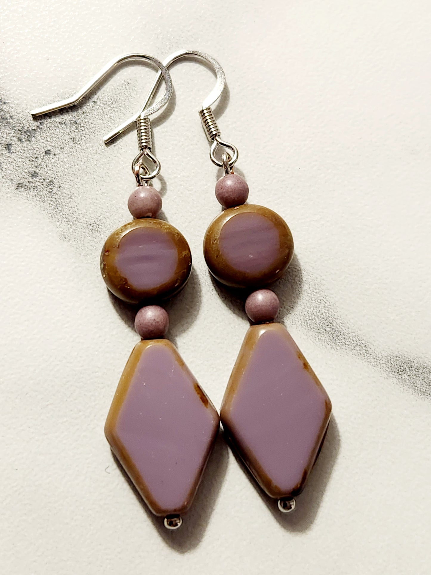 Lilac Czech glass earrings