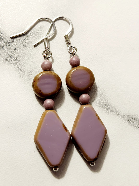 Lilac Czech glass earrings