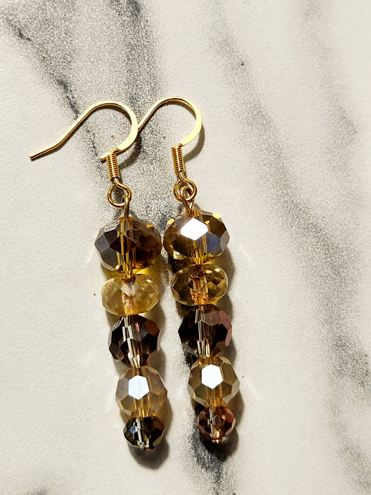 Amber Glass & Gold earrings