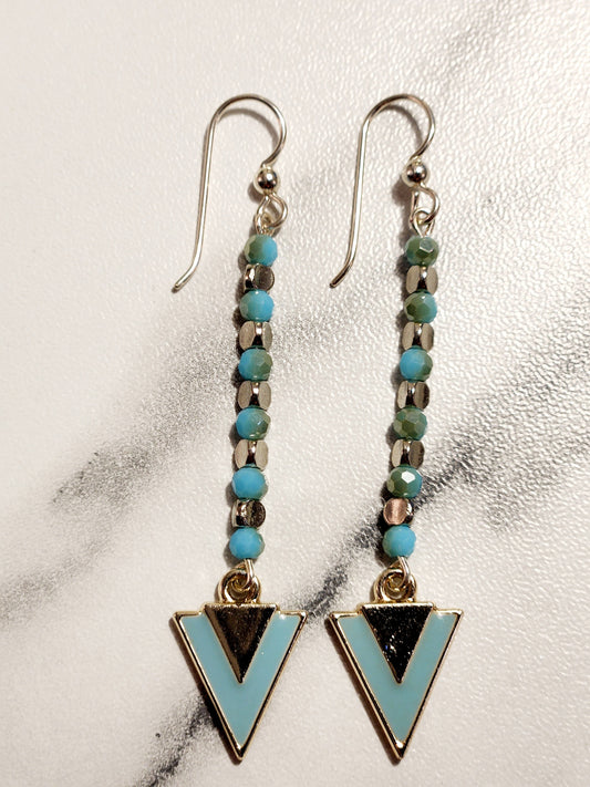 Blue Triangle charm earrings