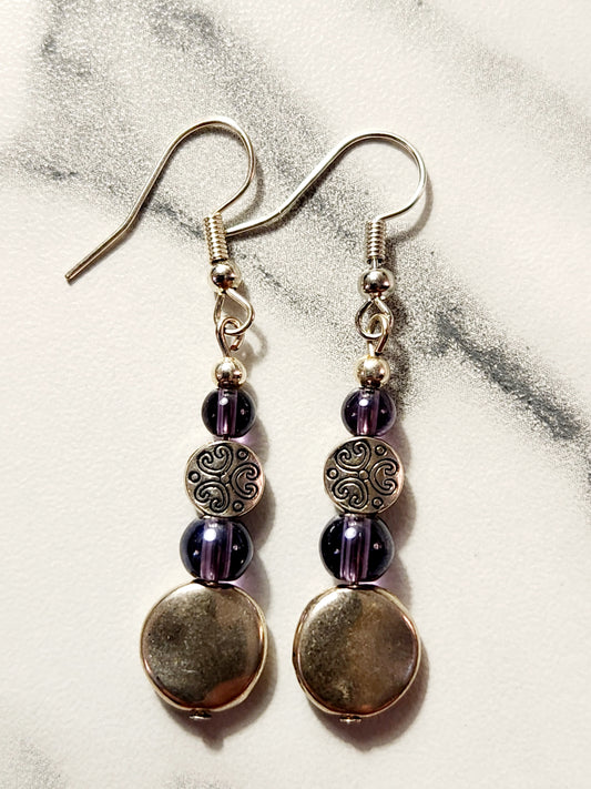 Purple sterling silver earrings