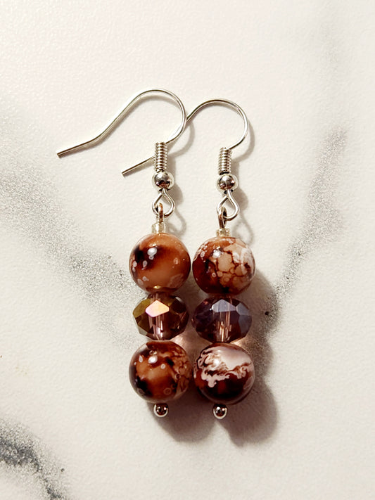 Purple & brown granite earrings