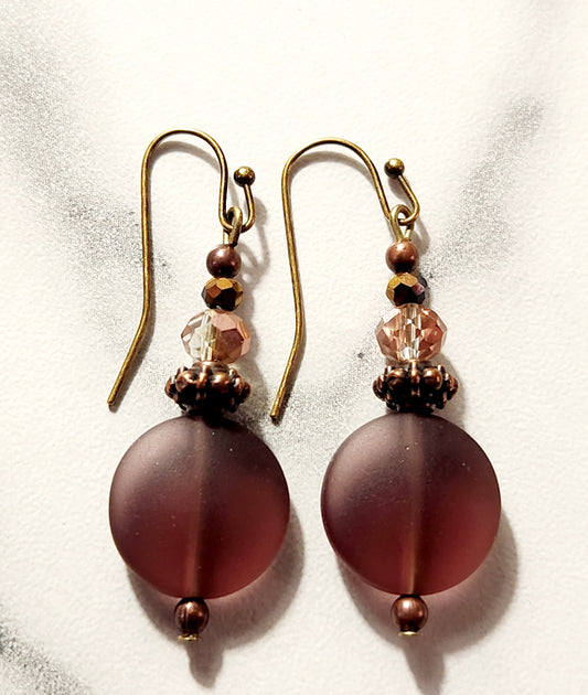 Burgundy bead earrings