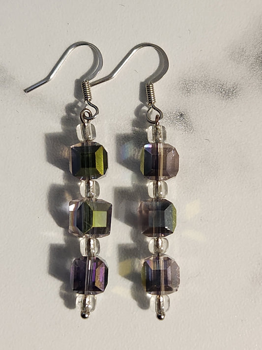 Crystal glass square earrings