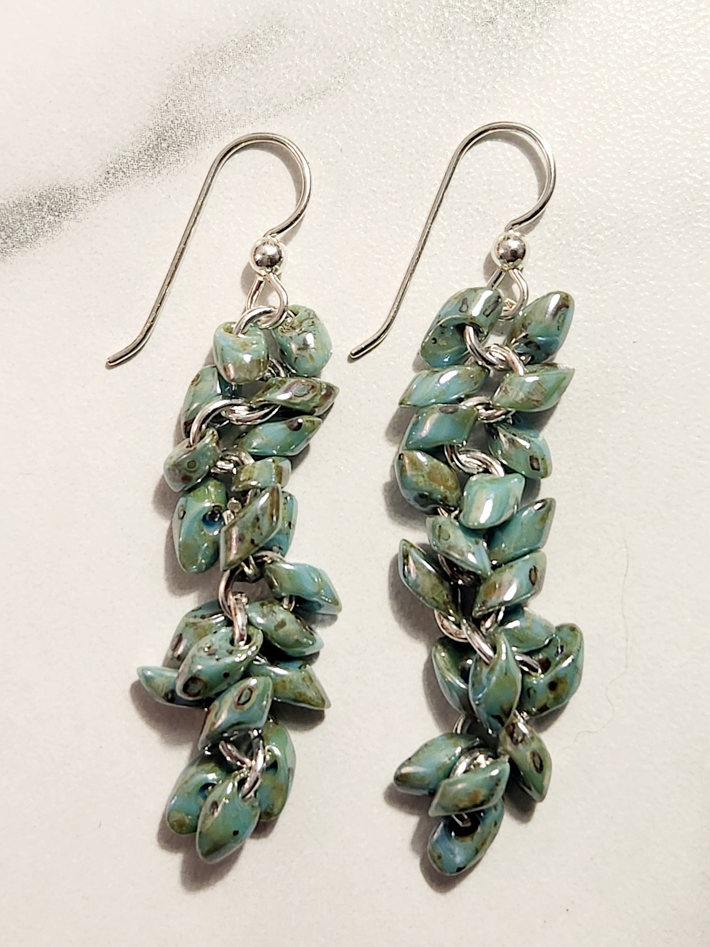 Teal Magatama dewdrop earrings