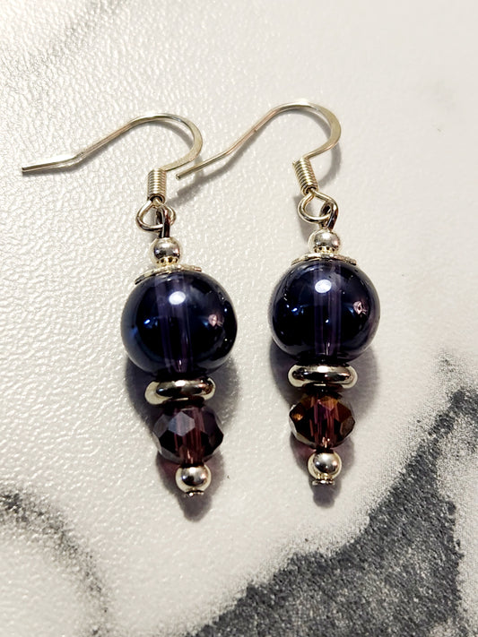 Purple glass earrings