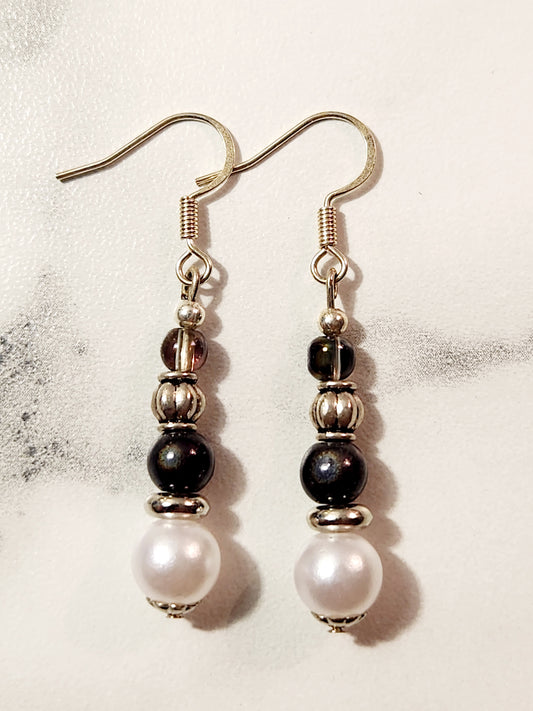 Pearl &  Gray earrings