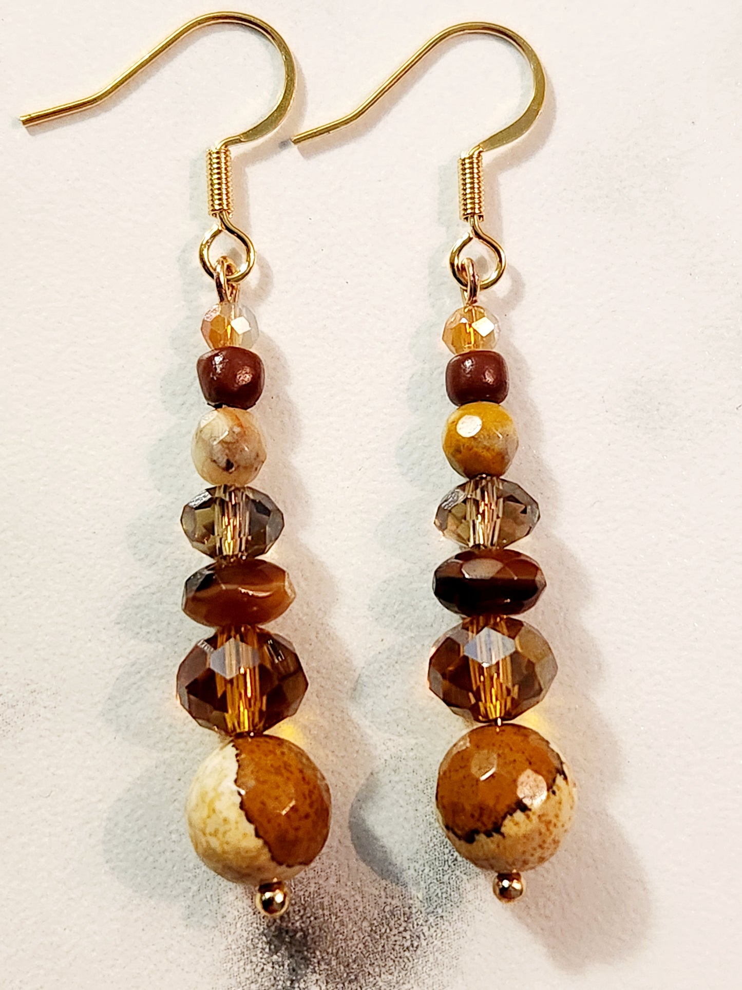 Mixed brown glass earrings