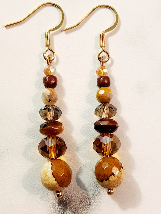 Mixed brown glass earrings