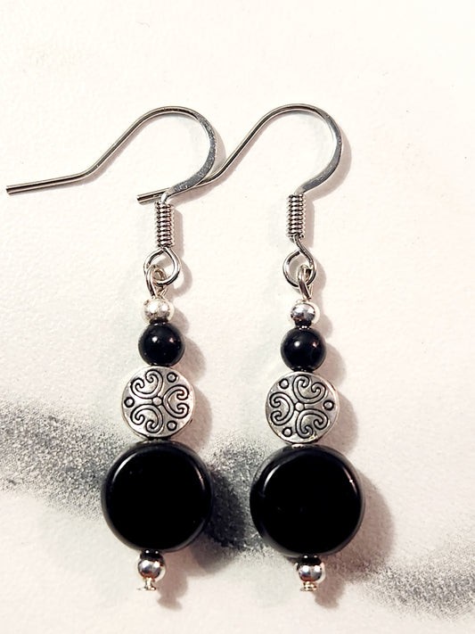 Black & Sterling silver earrings