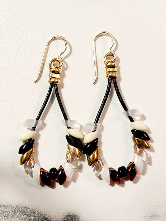 Mixed earth Phoenix feather earrings