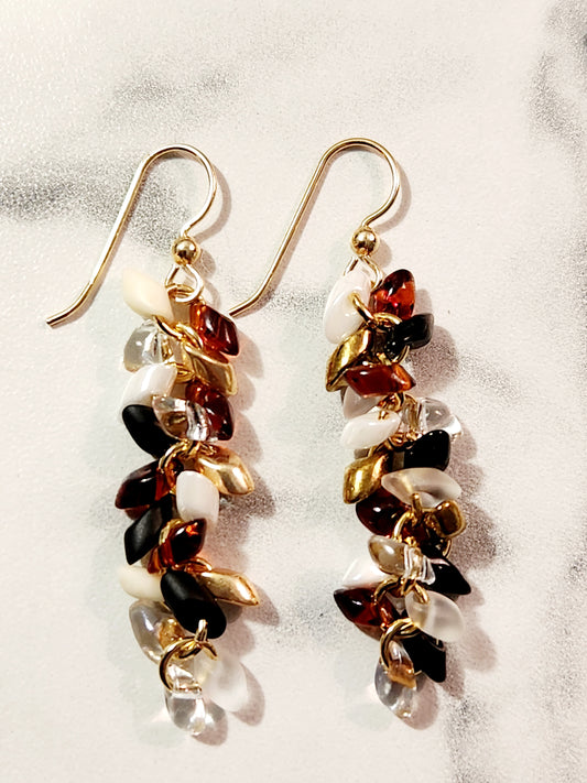 Mixed earth tone Dewdrop earrings