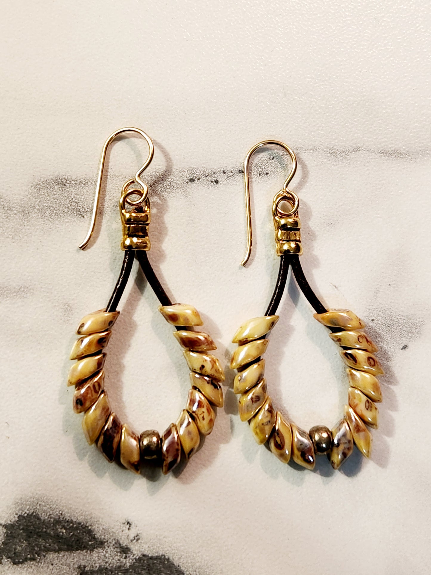 Yellow Picasso Phoenix feather earrings