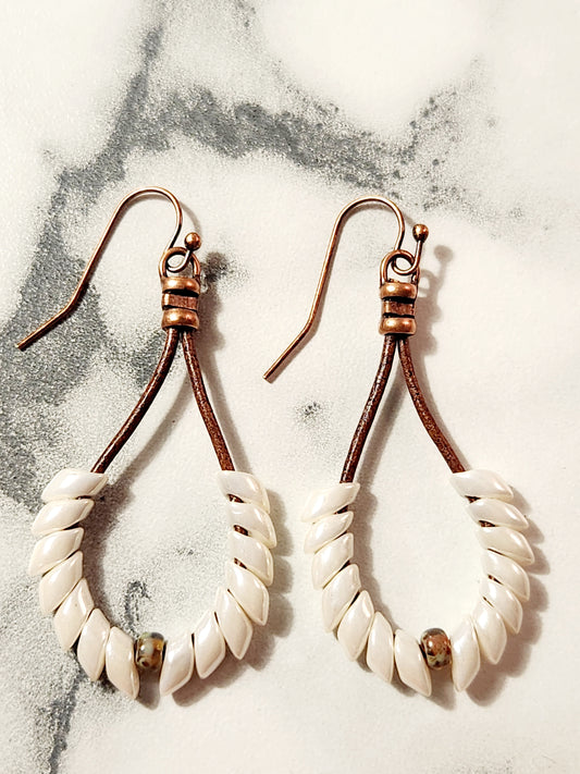 Pearl white Phoenix feather earrings