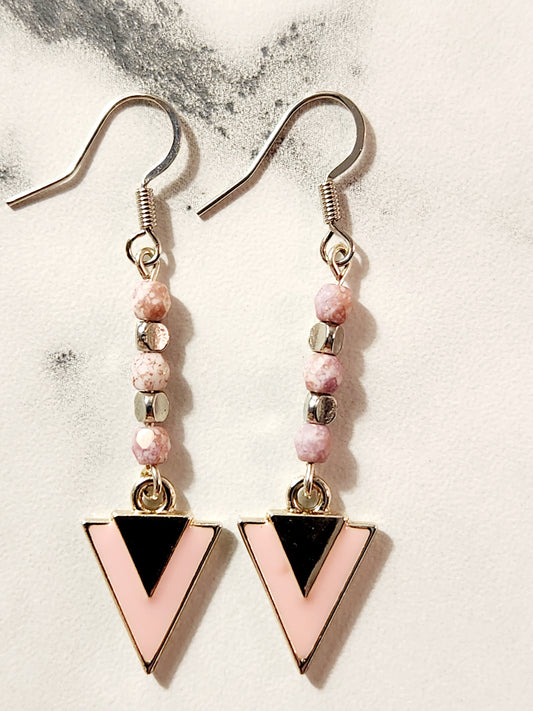 Pink Triangle charm earrings