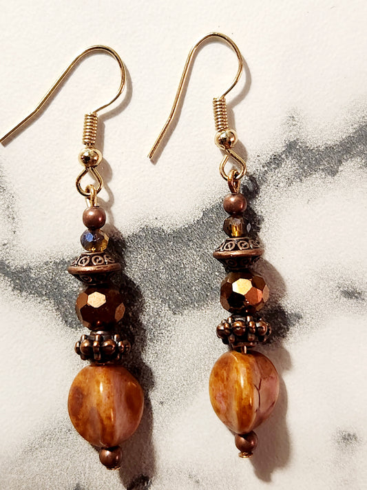 Burnt orange rustic earrings