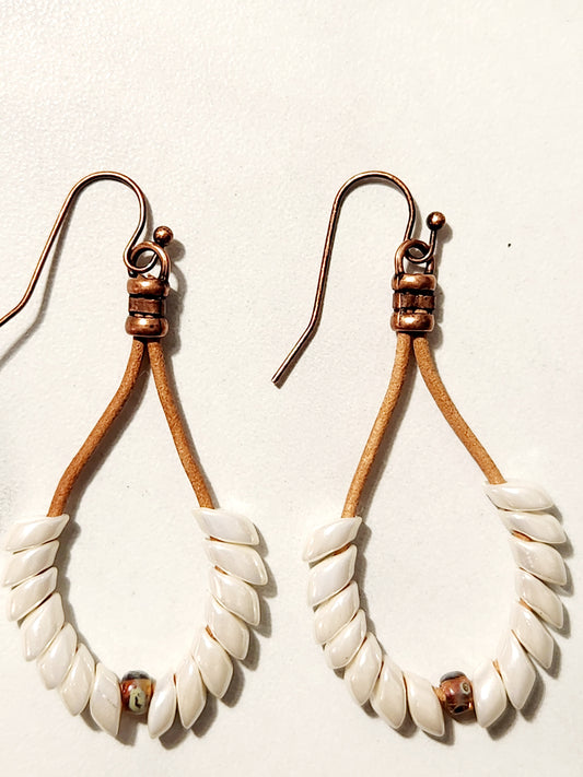 White phoenix feather earrings