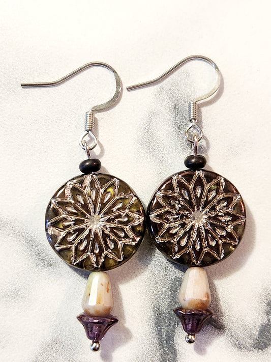 Boho brown beaded earrings