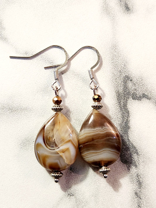 Brown semi precious earrings
