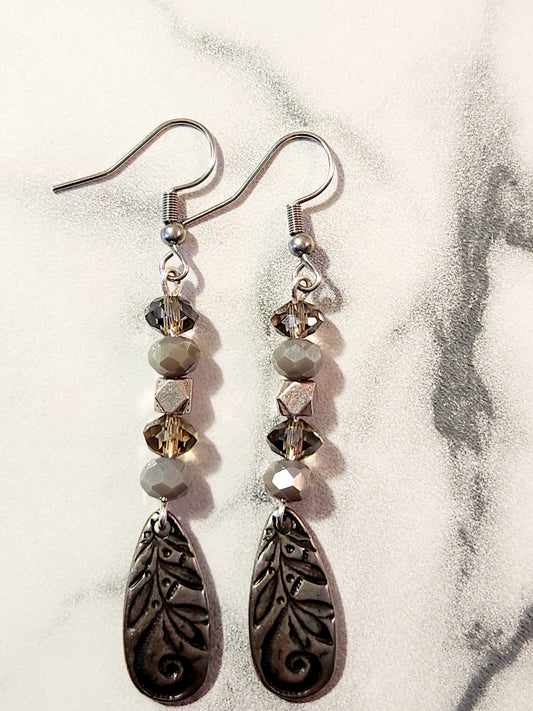 Antique silver & gray earrings