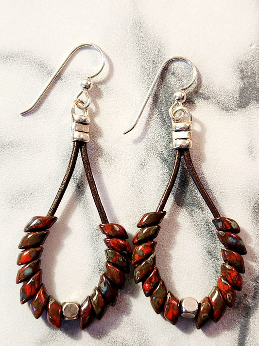 Picaso Red Phoenix feather earrings